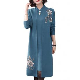 妈妈装外套中老年洋气毛衣加厚套装2020新款中年秋冬连衣裙两件套