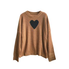 明星同款休闲外穿爱心宽松毛衣女2020年秋冬新款慵懒风针织外套潮