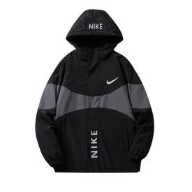 耐克棉衣男冬季加绒加厚保暖羽绒棉服宽松潮牌外套连帽棉袄子