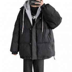 连帽棉衣外套男韩版港风休闲棉袄ins宽松2020冬季潮流假两件棉服