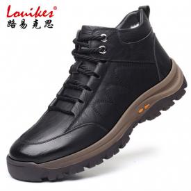 男士棉鞋冬季新款加绒保暖加厚皮毛一体休闲高帮皮鞋防滑男雪地靴
