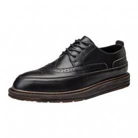 冬季加绒百搭韩版休闲皮鞋男士潮流商务正装英伦青年布洛克男鞋子