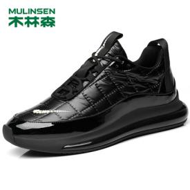 木林森男鞋皮鞋羽绒布2020冬季网红黑色休闲运动轻质保暖加绒棉鞋