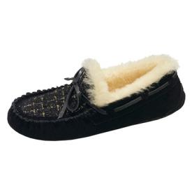 真皮毛毛鞋女冬外穿豆豆鞋加绒保暖小香风编织面蝴蝶结平底女单鞋